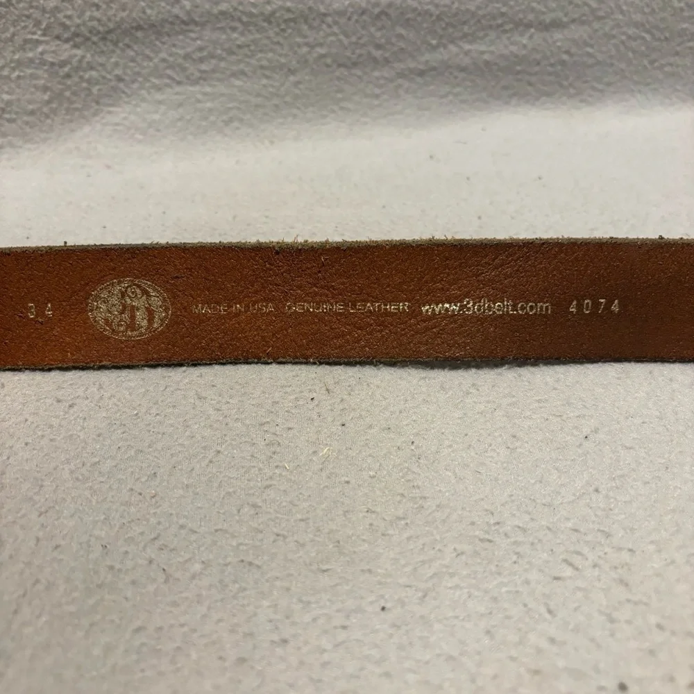 3D Brown Genuine Leather Men’s Belt Size 34 made in USA style 4074